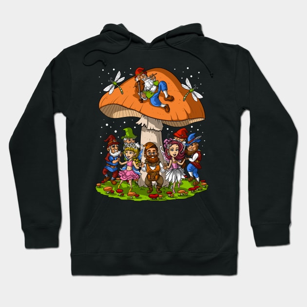 Mushroom Hippie Gnomes Hoodie by underheaven